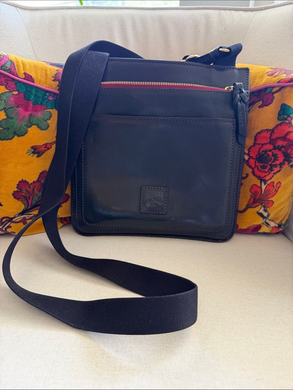 Dooney & Bourke leather Florentine Allison Crossbody with signature red trim